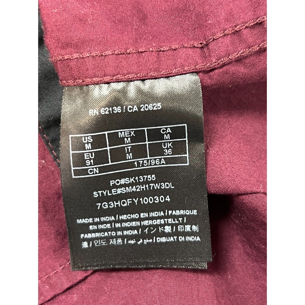 Guess Mens Button Up Shirt Burgundy Short Sleeve Military Style Size M Casual - Picture 8 of 9